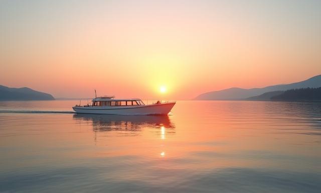 Boot auf dem Zürichsee bei Sonnenuntergang